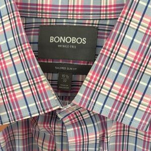 Bonobos Men's Slim Fit Plaid Shirt - Pink and Blue
